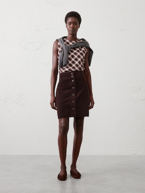 Corduroy Button-Down Mini Skirt
