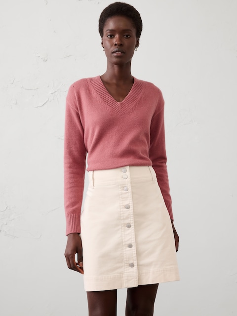 Corduroy Button-Down Mini Skirt