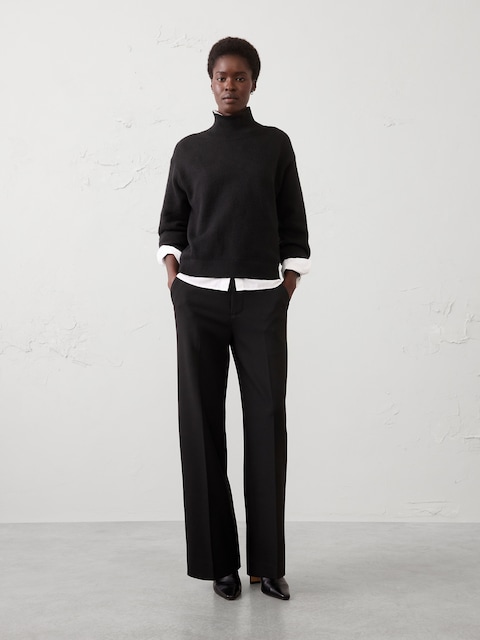Wide-Leg High-Rise Double Weave Pant