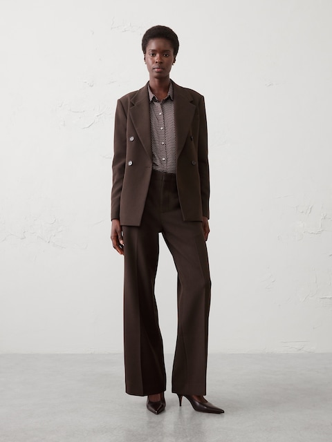 Wide-Leg High-Rise Double Weave Pant