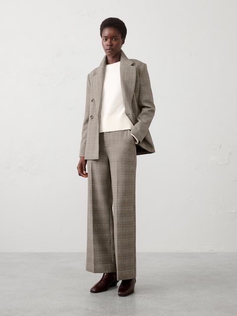 Wide-Leg High-Rise Double Weave Pant