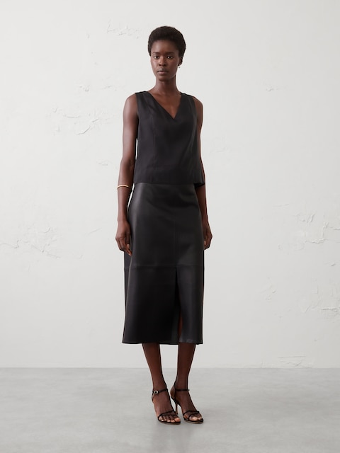 Organza Button-Back Shell Top
