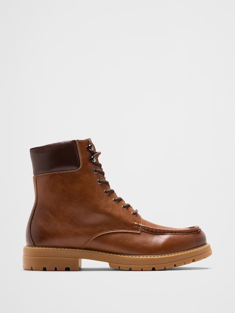 Vegan Leather Moc-Toe Lugg Boot