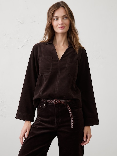 Collared Corduroy Popover Shirt