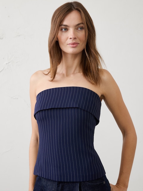 Strapless Pinstripe Top