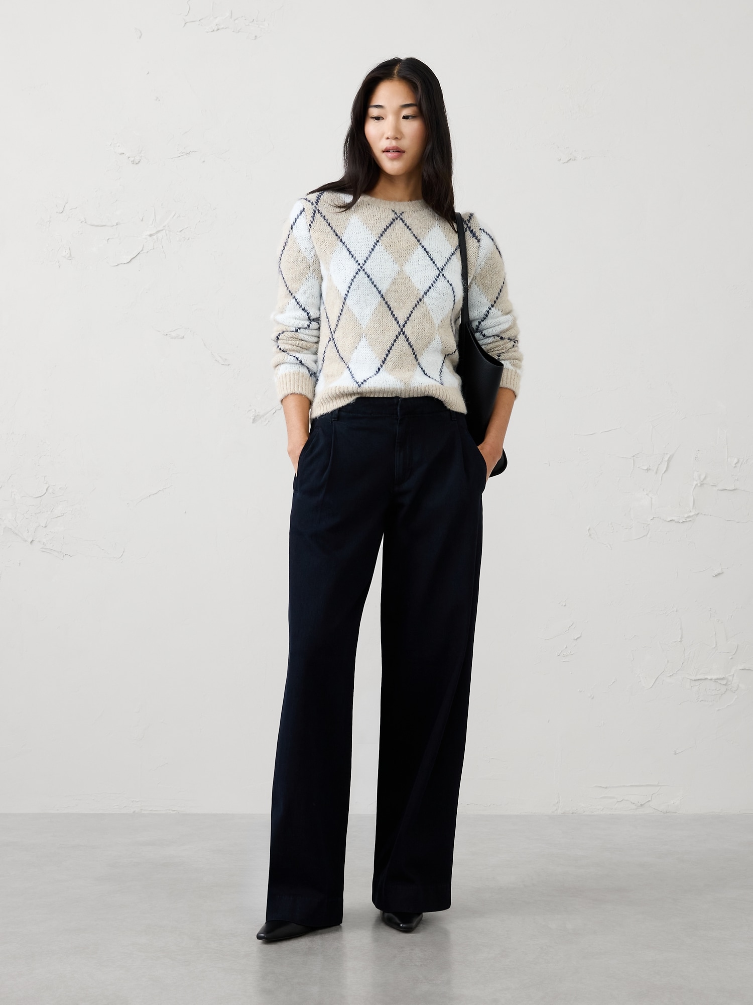 Wide-Leg Mid-Rise Denim Trouser