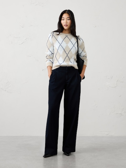 Wide-Leg Mid-Rise Denim Trouser