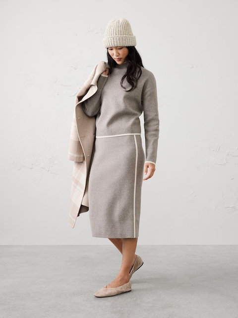 Contrast Midi Sweater Skirt