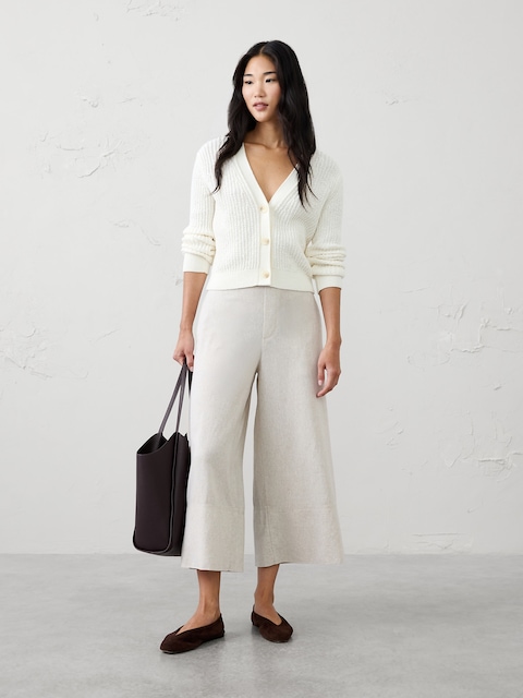 Anyday Wide-Leg High-Rise Linen-Blend Crop Pant