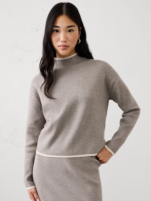 Tipped Mock-Neck Sweater