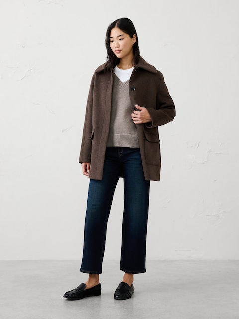 Wool-Blend Melton Coat