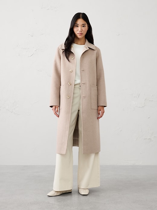 Polyester-Wool Blend Reversible Double Face Coat | Banana Republic