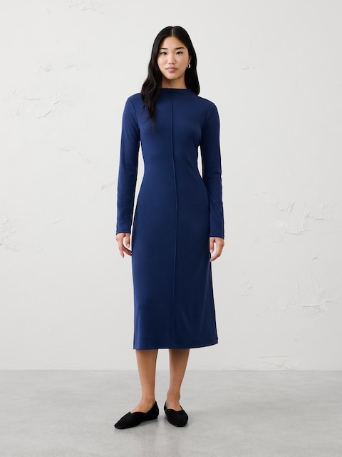 Cozy Ribbed Knit Midi Dress