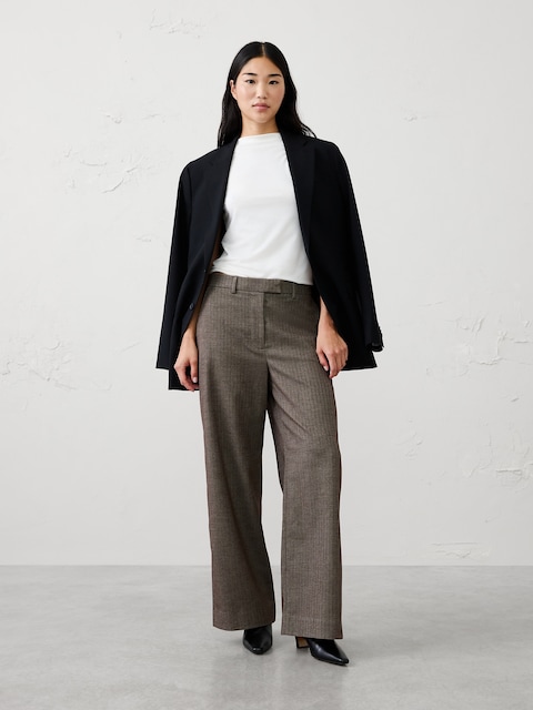 Wide-Leg High-Rise Brushed Trouser
