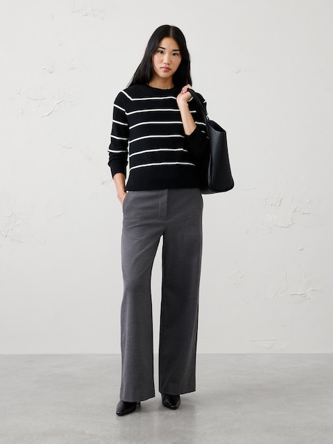 Wide-Leg High-Rise Brushed Trouser