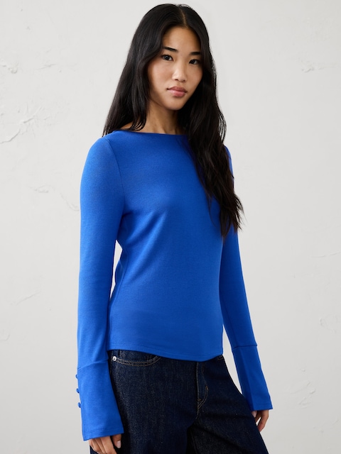 Soft Luxe Button-Cuff Top