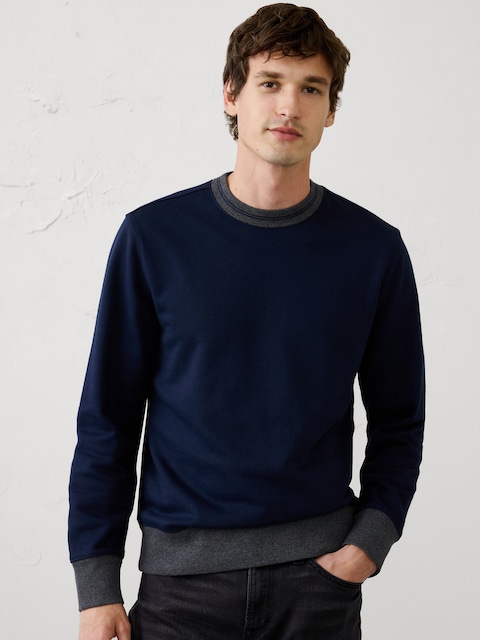 Fleece Ringer Crew-Neck Sweatshirt