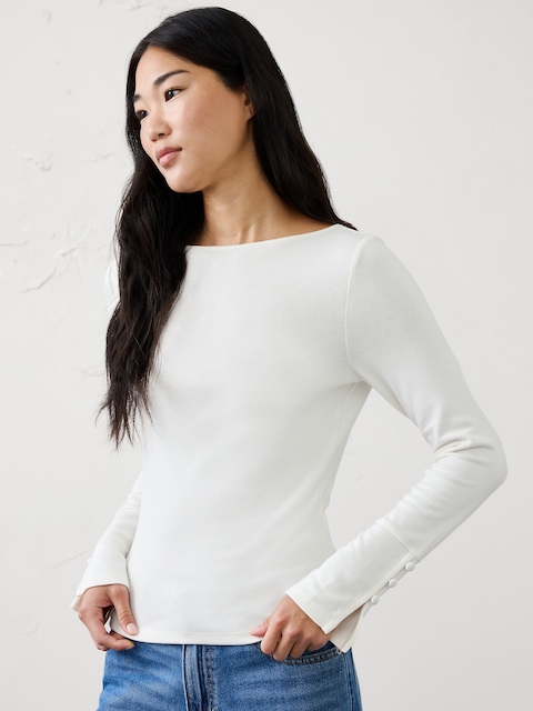 Soft Luxe Button-Cuff Top