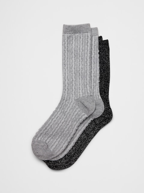 Womens Textured Stripe Socks (2 Pack)