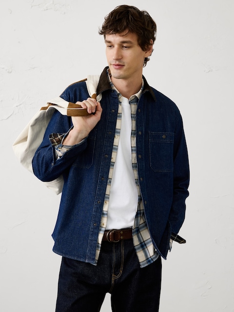 Denim Flannel-Lined Shirt Jacket