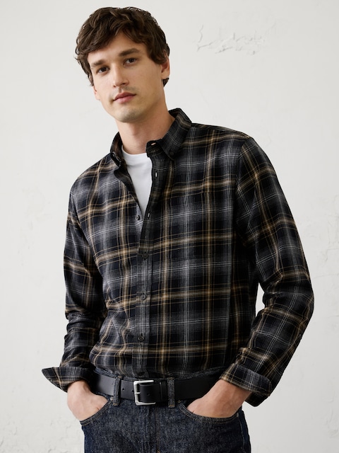 Slim-Fit Lightweight Flannel Shirt