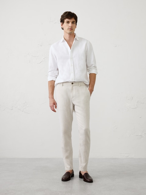 Athletic-Fit Linen-Blend Pant