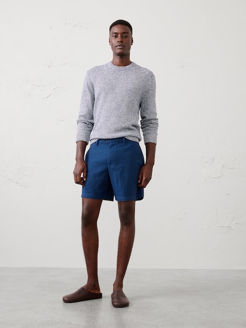 Slim-Fit 7" Linen-Blend Herringbone Short