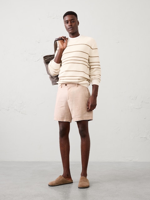 Slim-Fit 7" Linen-Blend Herringbone Short