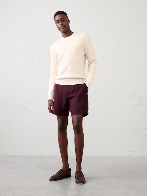 Slim-Fit 7" Linen-Blend Herringbone Short