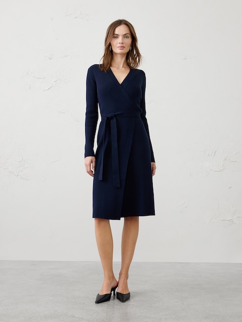 Ribbed Wrap Sweater Midi Dress