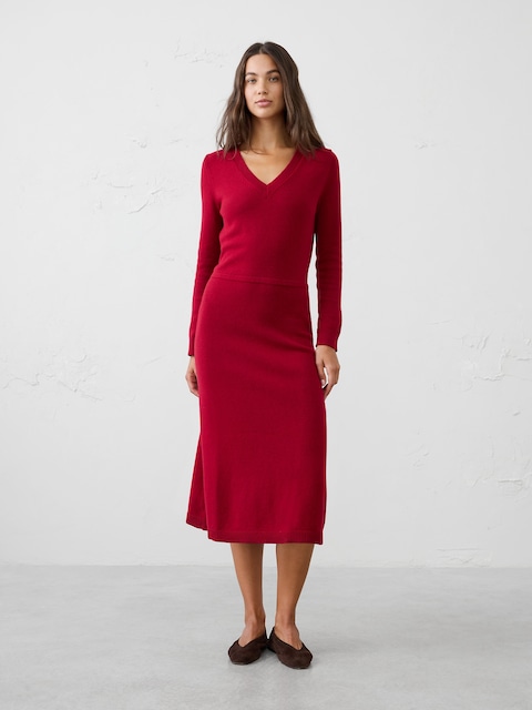 V-Neck Sweater Midi Dress