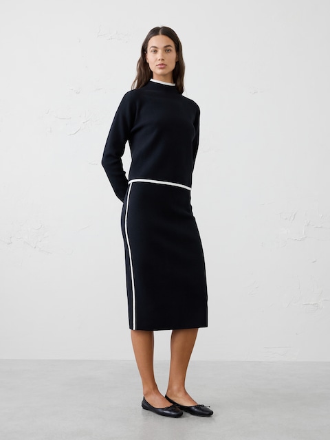 Contrast Midi Sweater Skirt
