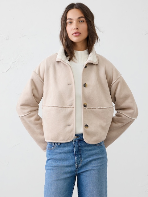 Reversible Vegan Suede Sherpa Jacket
