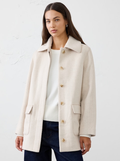 Wool-Blend Melton Coat