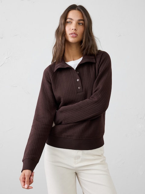 Quilted Henley Sweatshirt
