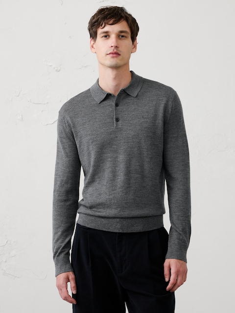 Merino Wool Polo Sweater