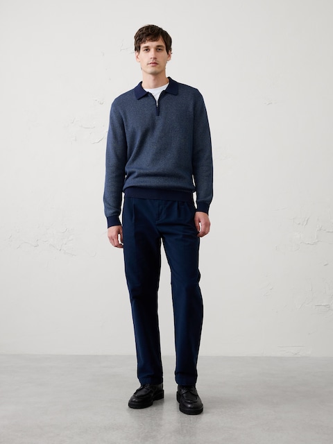 Birdseye Zipper Sweater Polo