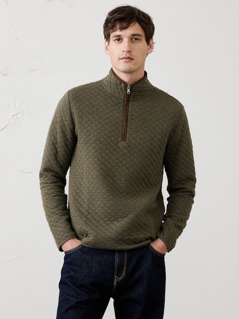 Diamond Quilted Quarter-Zip Pullover