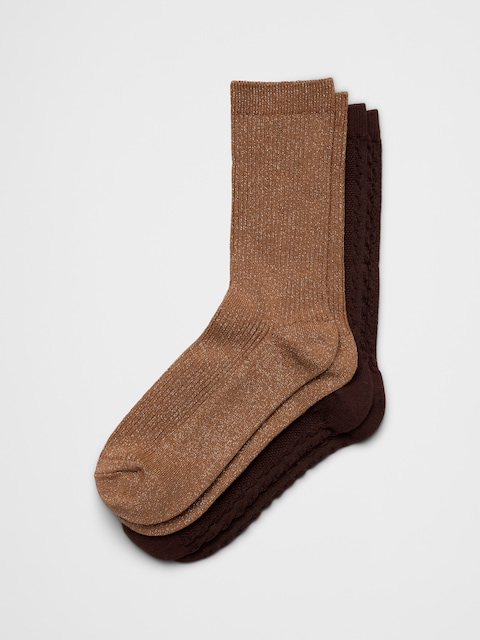 Womens Textured Stripe Socks (2 Pack)