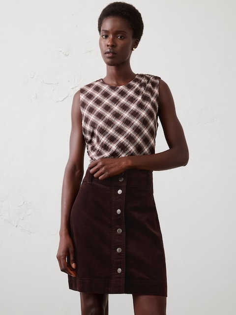 Corduroy Button-Down Mini Skirt