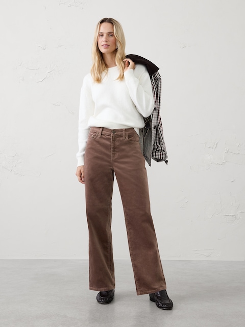 Straight-Fit Mid-Rise Velvet Pant