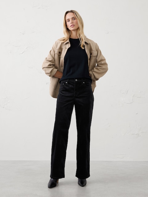 Straight-Fit Mid-Rise Velvet Pant