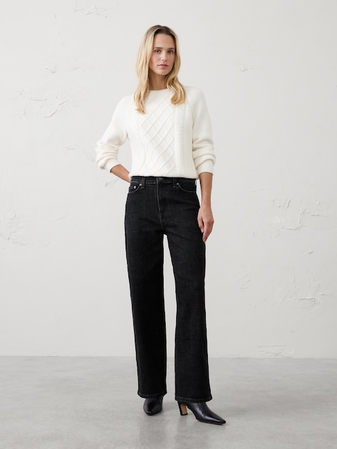 Straight-Fit High-Rise Velvet Side-Stripe Jean