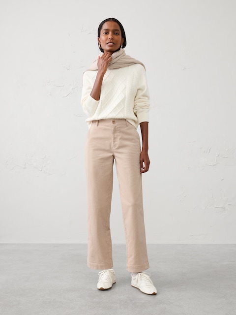 Straight-Leg Mid-Rise Corduroy Pant
