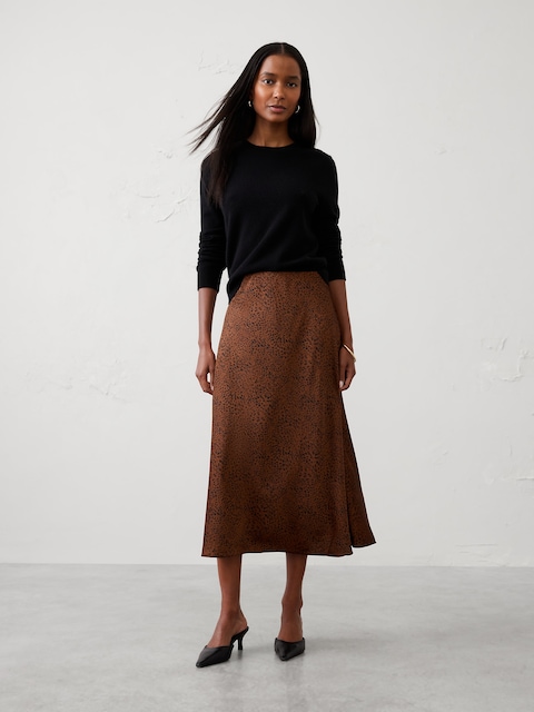 Satin Midi Slip Skirt