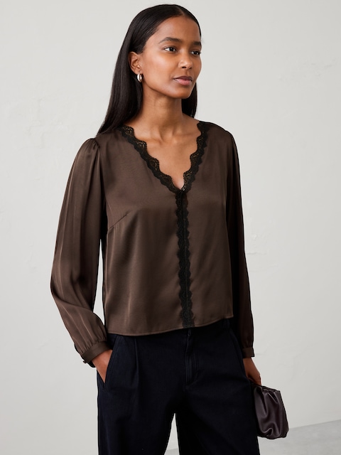 Romantic Lace-Placket Blouse