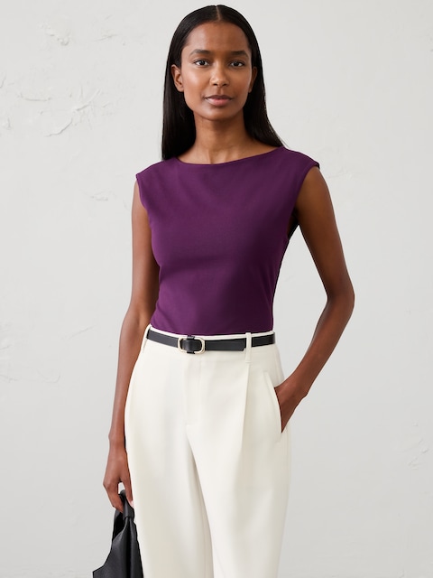 Soft Stretch Cap-Sleeve Top