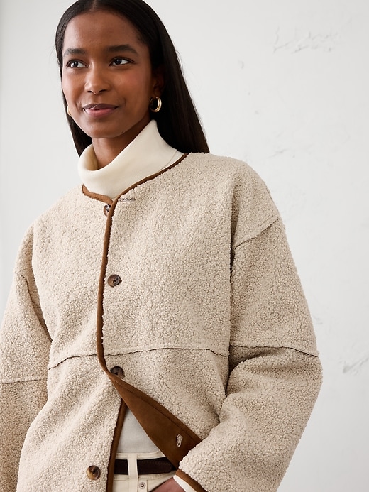 Reversible Vegan Suede Sherpa Jacket