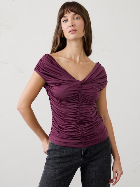 Jersey Front-Ruched Top