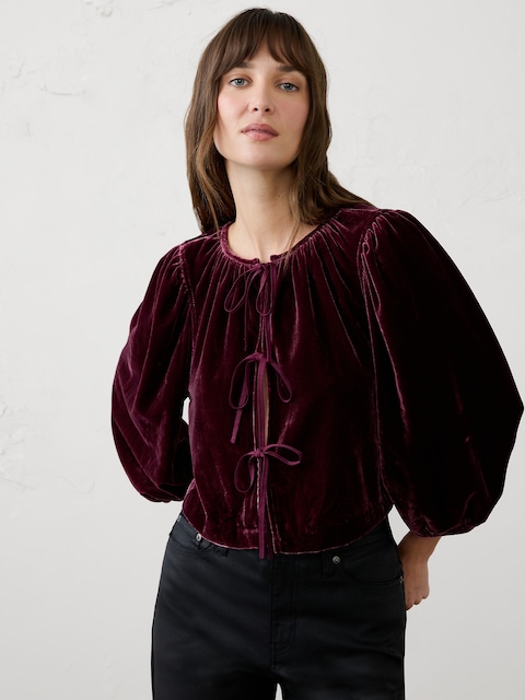 Velvet Tie-Front Top
